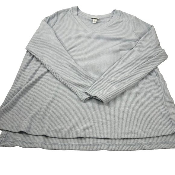Ava And Viv Women's 1X Sweater Shirt Long Sleeve V Neck Ribbed Light Blue NWOT - Picture 1 of 11